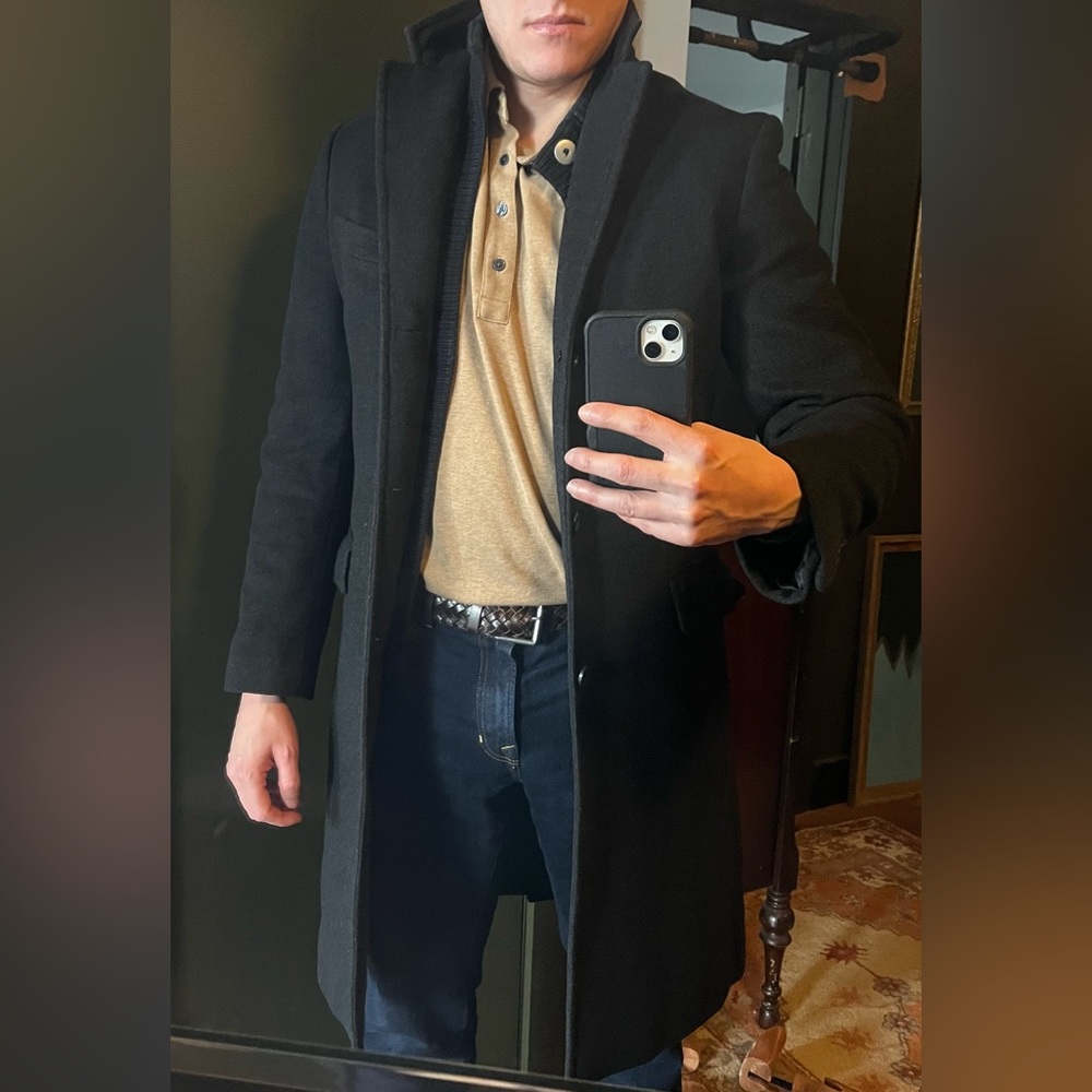 J Crew Small Charcoal Wool Topcoat with Thinsulate lining